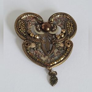 Vintage Ayala Bar Designer Boho Intricate Beaded Art Chunky Statement Brooch